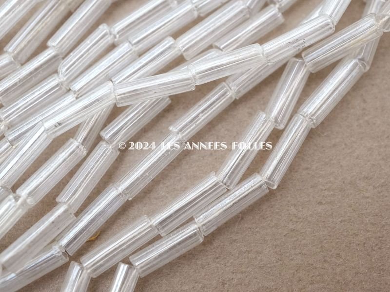 画像4: アンティーク スフレビーズ  透明 シャンデリアのクリスタルカラー ライン入り 3×9mm  約380ピース 吹きガラス製ビーズ