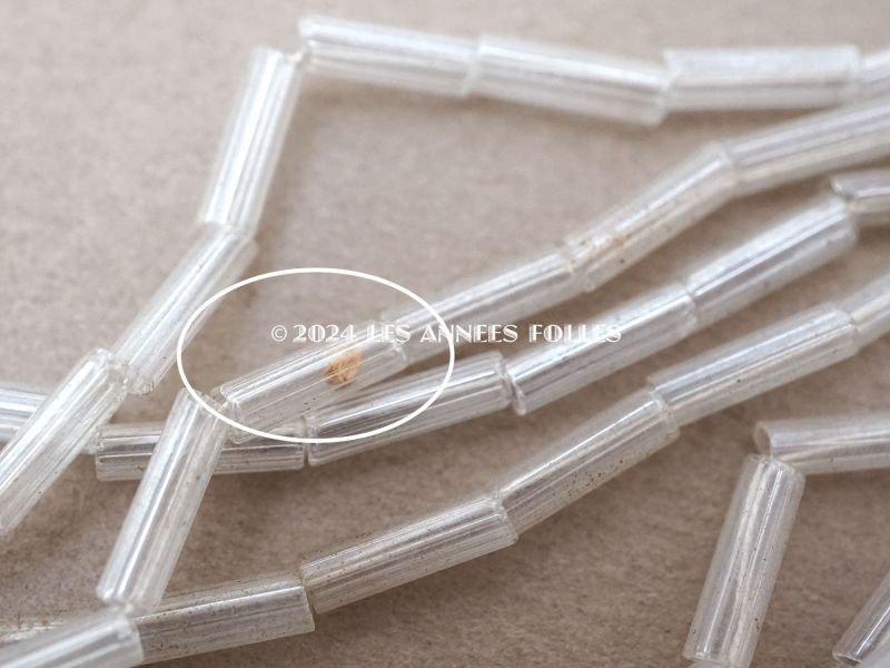 画像6: アンティーク スフレビーズ  透明 シャンデリアのクリスタルカラー ライン入り 3×9mm  約380ピース 吹きガラス製ビーズ