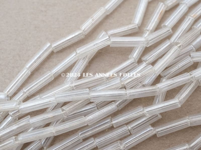 画像3: アンティーク スフレビーズ  透明 シャンデリアのクリスタルカラー ライン入り 3×9mm  約380ピース 吹きガラス製ビーズ