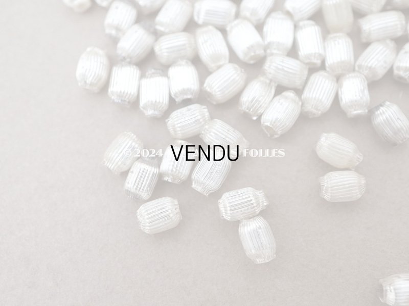 画像5: アンティーク 極小 スフレビーズ ライン入り 筒型 シルバー 3×5mm 600ピース 吹きガラス製ビーズ 