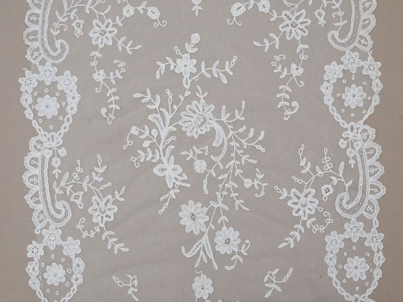 画像11: アンティーク ウェディングヴェール 花のモチーフ 約55×258cm アプリカシオン・アングルテール 