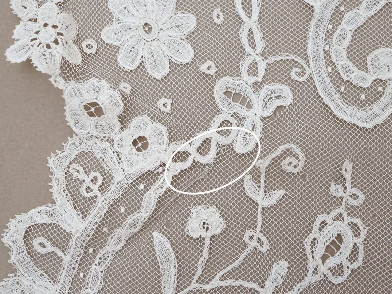 画像13: アンティーク ウェディングヴェール 花のモチーフ 約55×258cm アプリカシオン・アングルテール 