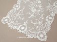 画像1: アンティーク ウェディングヴェール 花のモチーフ 約55×258cm アプリカシオン・アングルテール  (1)