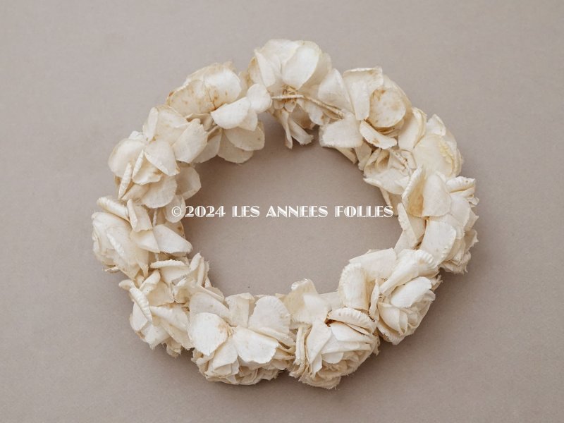 画像8: *蚤の市*アンティーク シルクサテン 薔薇の布花のティアラ 花冠  エクリュ&オフホワイト