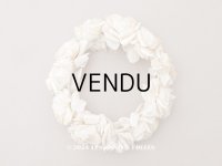 ＊蚤の市＊アンティーク シルクサテン 薔薇の布花のティアラ 花冠  エクリュ＆オフホワイト