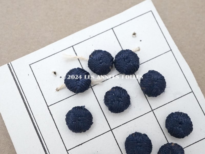画像2: アンティーク ドール用 シルク製 くるみボタン 極小 7mm  マリンブルー 11ピースのセット