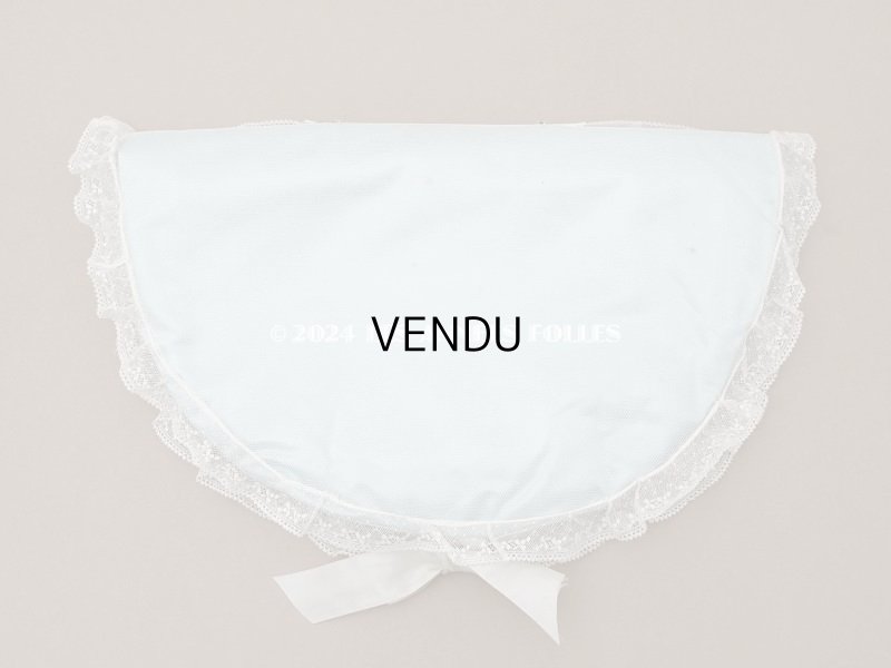 画像6: アンティーク 水色のシルク製ロココトリム ハンカチ用ポシェット シルクサテン&レース