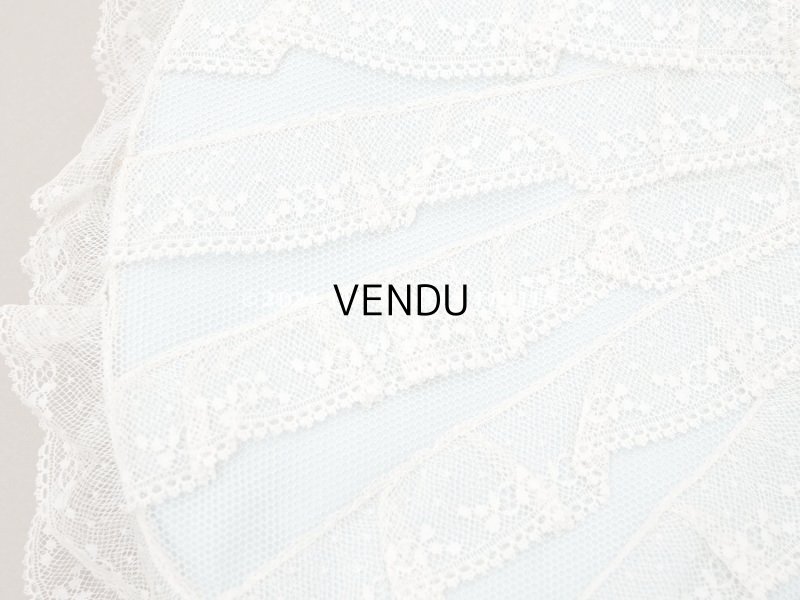 画像4: アンティーク 水色のシルク製ロココトリム ハンカチ用ポシェット シルクサテン&レース