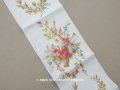 19世紀 アンティーク シルク製  ほぐし織り 薔薇の花かご 幅広リボン 118cm