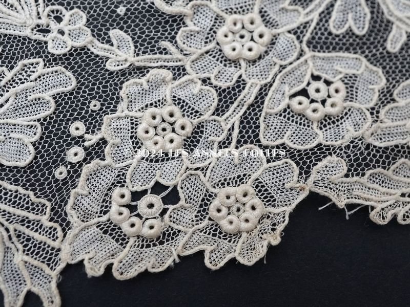 画像5: 19世紀末 アンティーク ニードルレース ポワンドガーズのボーダー 32.5〜33cm 【ポワン・ド・ガーズ】 