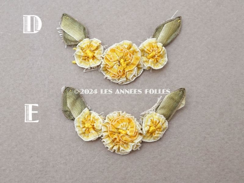 画像7: アンティーク シルク製 小さなロココモチーフ レモン&マスタード