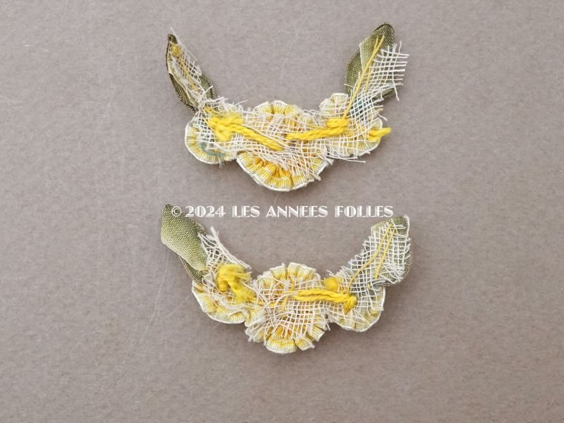 画像8: アンティーク シルク製 小さなロココモチーフ レモン&マスタード