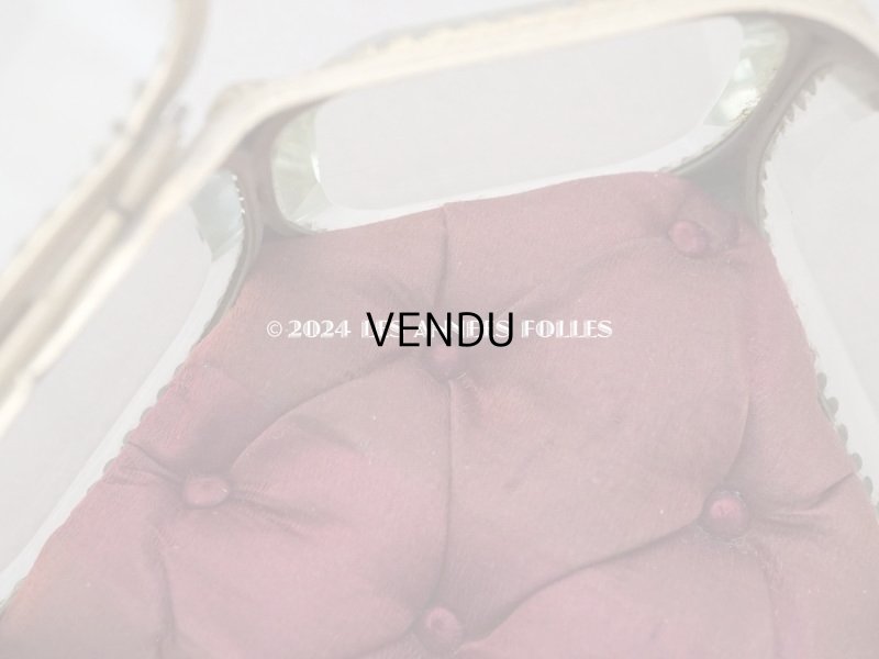 画像10: 19世紀 アンティーク 大きなジュエリーボックス 六角形 ワイン色のシルク製クッション