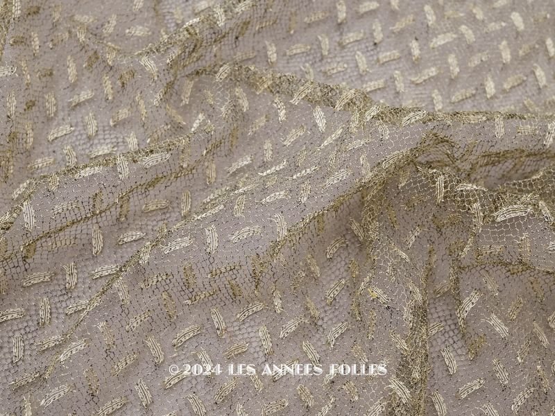 画像1: ＊蚤の市＊1920年代 アンティーク メタル製ファブリック アールデコ グリーンゴールド 100×70cm