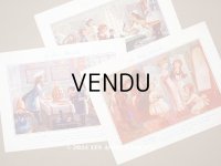 ＊蚤の市＊アンティーク ボンマルシェの大きなクロモ 3点セット