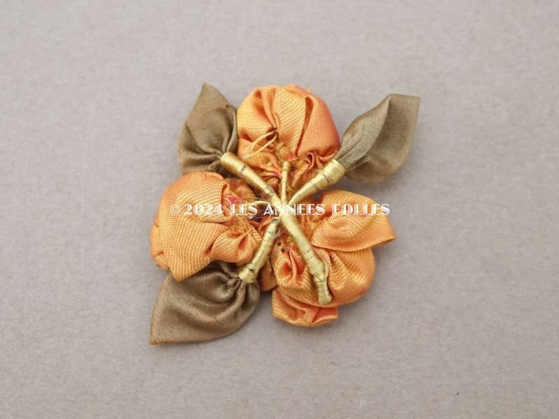 画像5: アンティーク シルク製 薔薇のロココモチーフ 山吹色