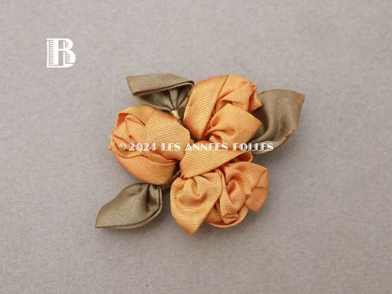 画像4: アンティーク シルク製 薔薇のロココモチーフ 山吹色