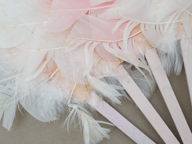 画像3: アンティーク フェザーのファン パウダーピンク