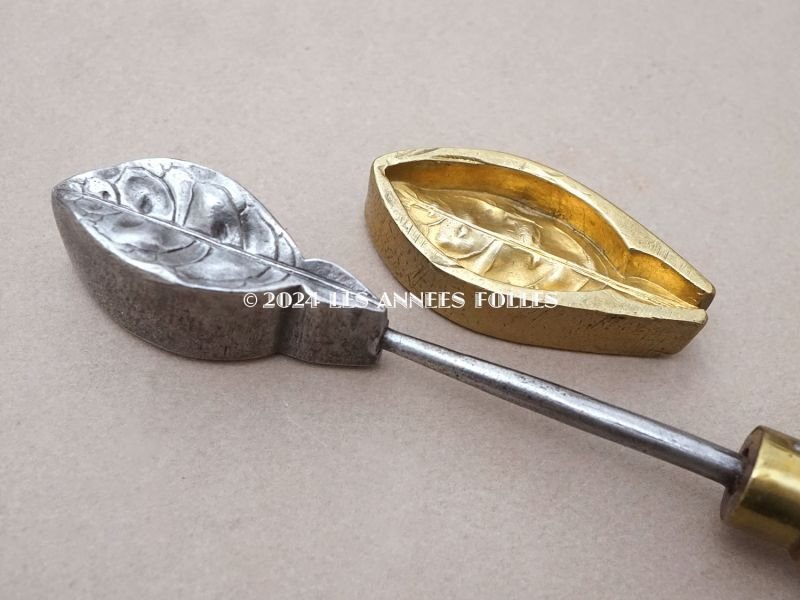 画像3: 19世紀末 アンティーク  こて リーフ 型押し 