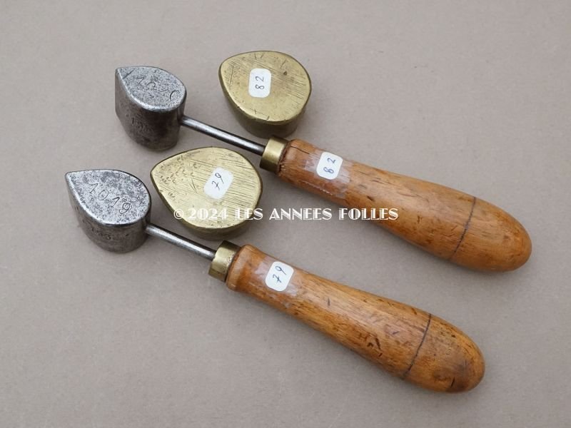 画像5: 19世紀末 アンティーク  こて 薔薇のリーフ 型押し 2点セット