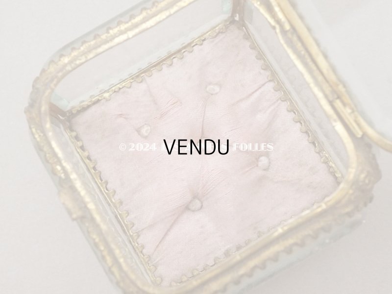 画像12: 19世紀末 アンティーク ジュエリーボックス ピンクのシルククッション 