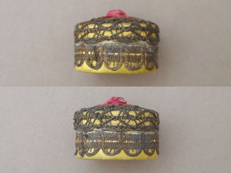 画像3: アンティーク ロココモチーフ 小さなパウダーボックス パフ付き