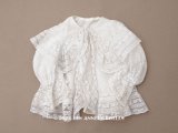 1900年頃 アンティーク ドール&ベビー用 袖付きケープ ドット刺繍のコットンファブリック＆レース 裏地付き