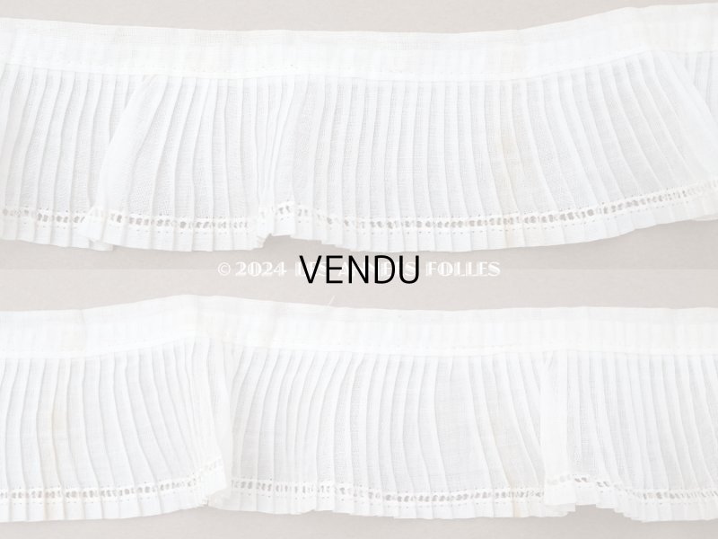 画像5: アンティーク プリーツリボン コットンオーガンジー オフホワイト  74cm 5cm幅
