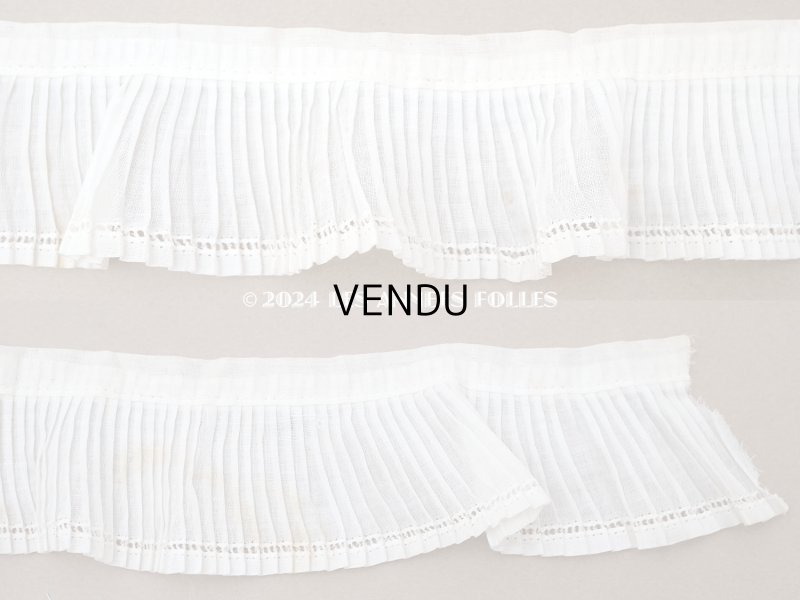 画像6: アンティーク プリーツリボン コットンオーガンジー オフホワイト  74cm 5cm幅
