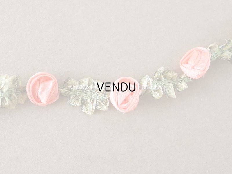 画像2: ＊蚤の市＊アンティーク シルク製 ロココトリム ピンクの薔薇 ロココリボン 85cm