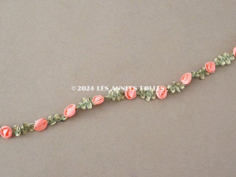画像5: アンティーク シルク製 ロココトリム ピンクの薔薇 ロココリボン 85cm