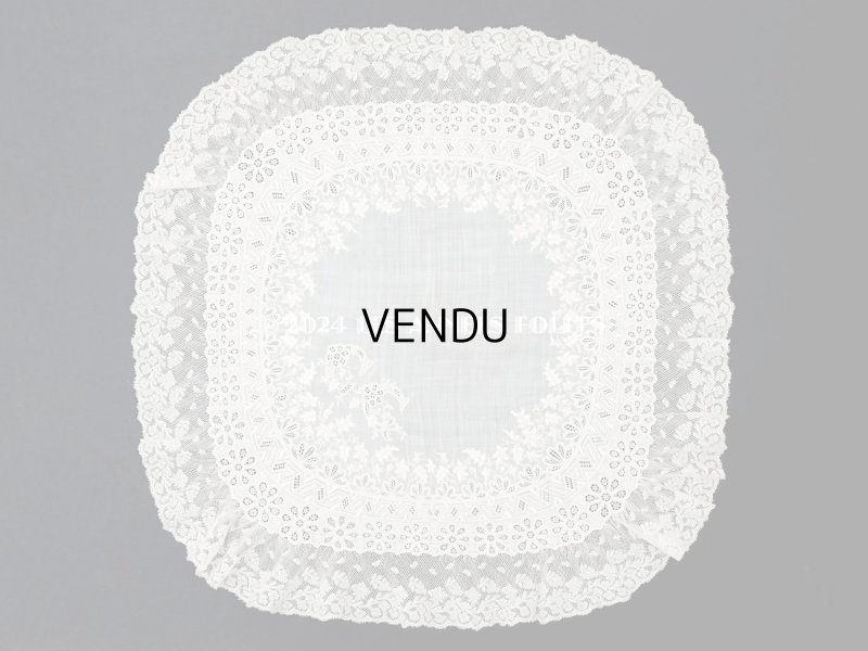画像3: 19世紀末 アンティーク 結婚式のハンカチ モノグラム刺繍入り ホワイトワーク&手編みのヴァランシエンヌレース