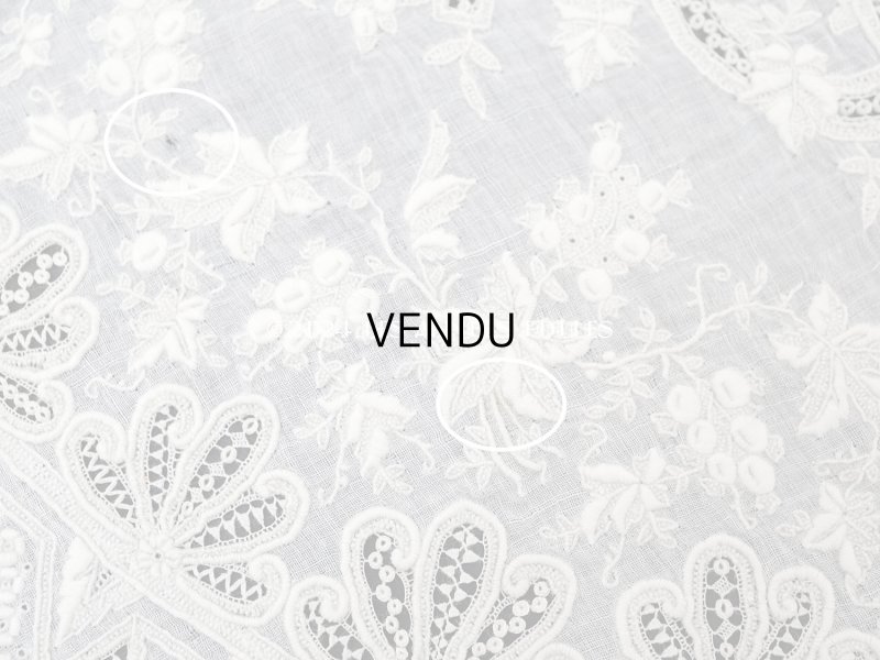 画像12: 19世紀末 アンティーク 結婚式のハンカチ モノグラム刺繍入り ホワイトワーク&手編みのヴァランシエンヌレース