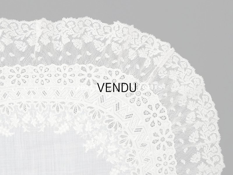 画像6: 19世紀末 アンティーク 結婚式のハンカチ モノグラム刺繍入り ホワイトワーク&手編みのヴァランシエンヌレース