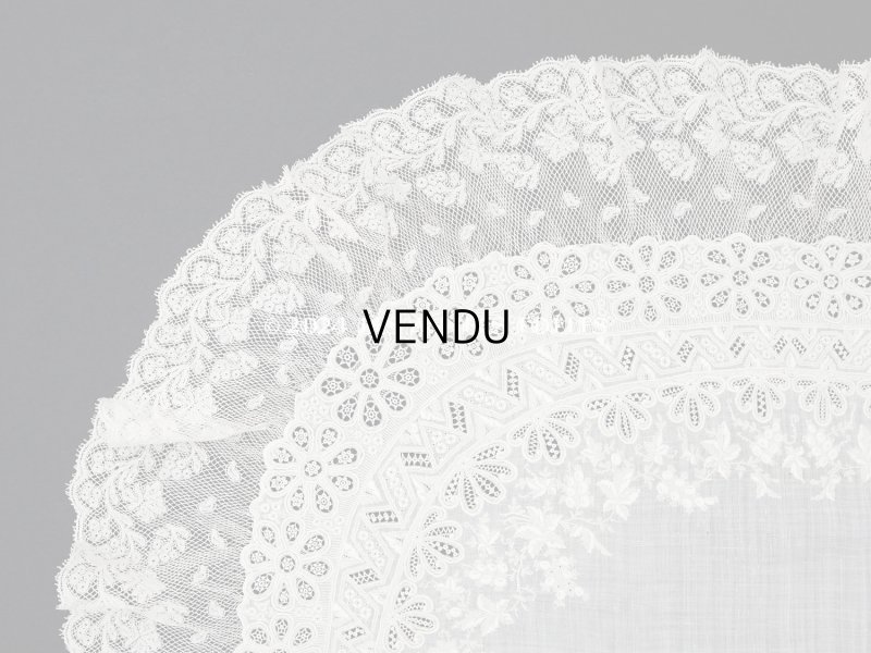 画像5: 19世紀末 アンティーク 結婚式のハンカチ モノグラム刺繍入り ホワイトワーク&手編みのヴァランシエンヌレース
