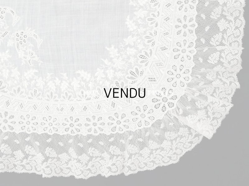 画像10: 19世紀末 アンティーク 結婚式のハンカチ モノグラム刺繍入り ホワイトワーク&手編みのヴァランシエンヌレース