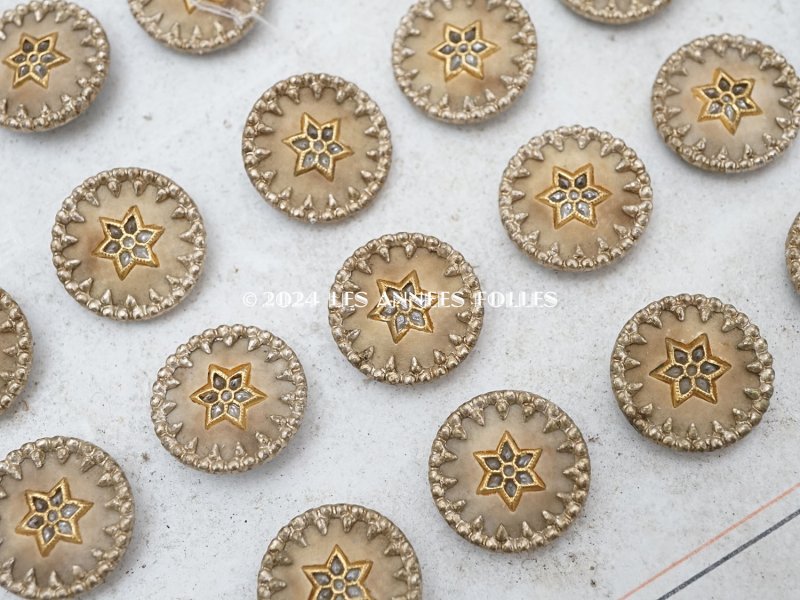 画像3: アンティーク 星のボタン ゴールド 15mm 6ピースのセット