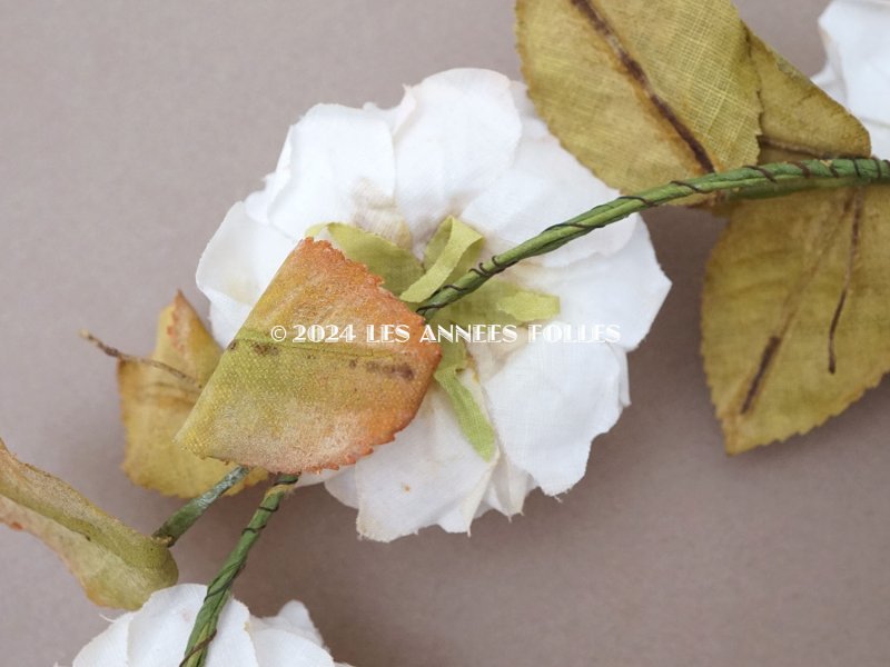 画像9: アンティーク 白薔薇のティアラ 布花 花冠 オフホワイト