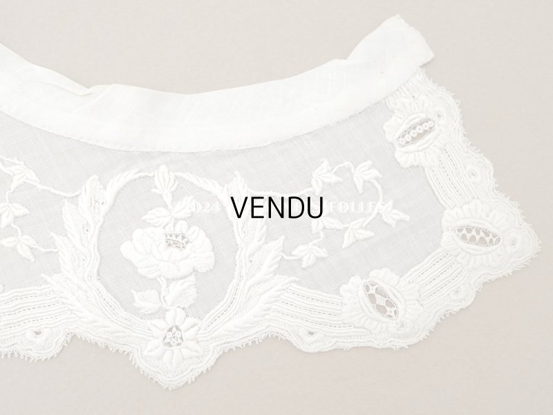 画像7: ＊蚤の市＊19世紀 アンティーク 付け襟 薔薇の刺繍入り 