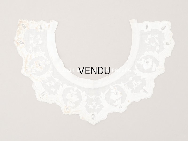 画像8: ＊蚤の市＊19世紀 アンティーク 付け襟 薔薇の刺繍入り 