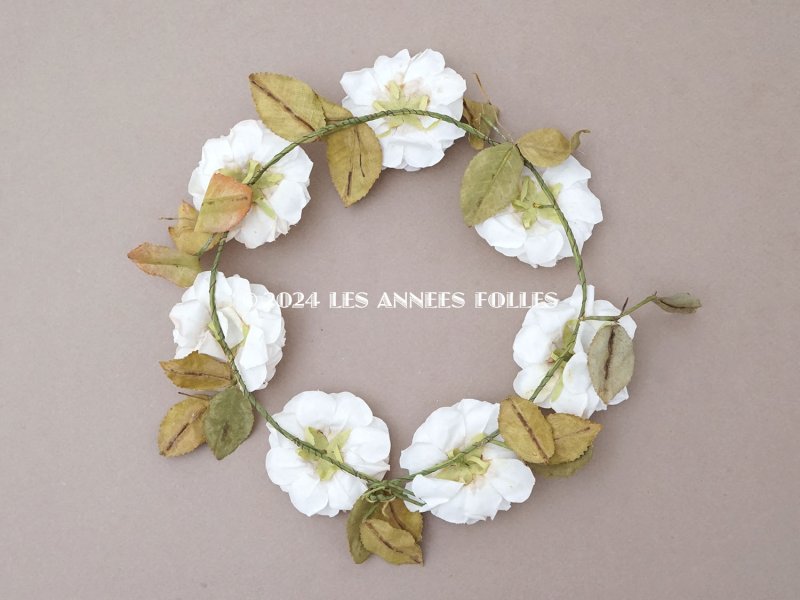 画像8: アンティーク 白薔薇のティアラ 布花 花冠 オフホワイト