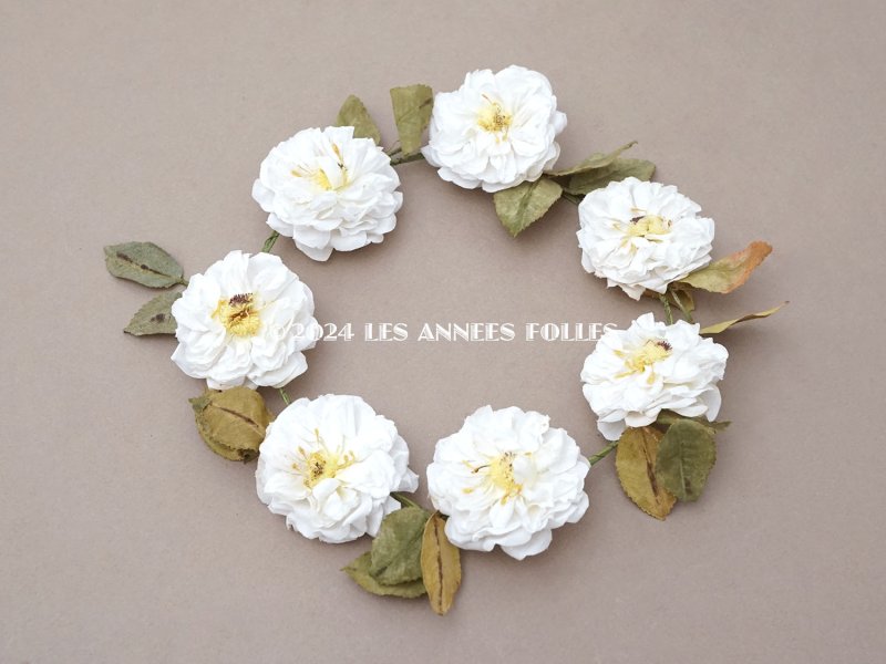 画像2: アンティーク 白薔薇のティアラ 布花 花冠 オフホワイト