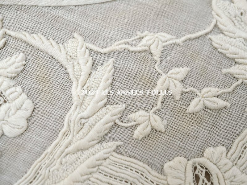 画像6: 19世紀 アンティーク 付け襟 薔薇の刺繍入り 