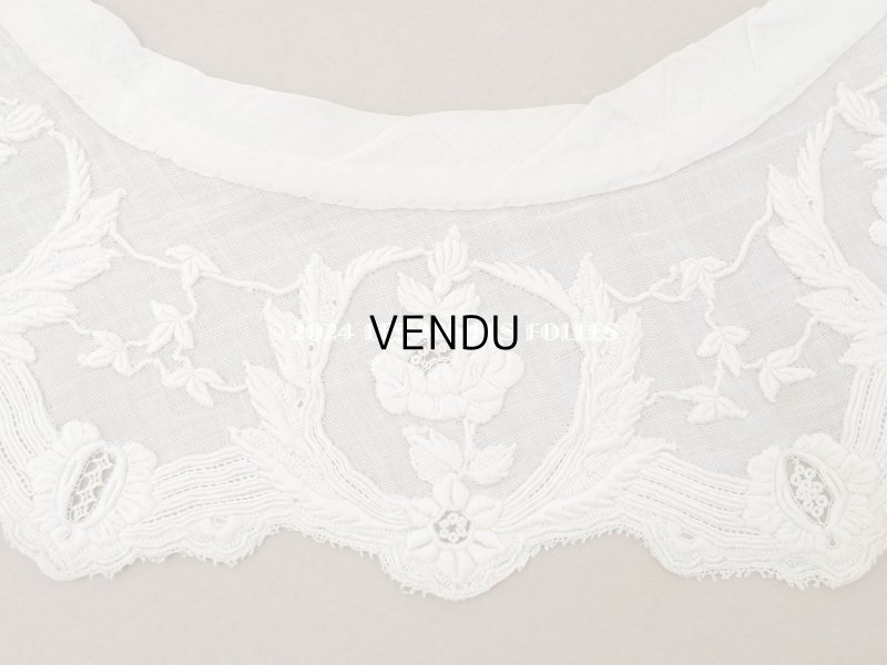 画像4: ＊蚤の市＊19世紀 アンティーク 付け襟 薔薇の刺繍入り 