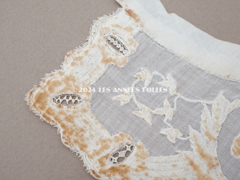 画像9: 19世紀 アンティーク 付け襟 薔薇の刺繍入り 