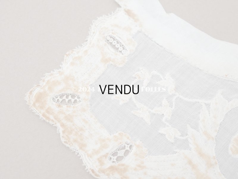 画像9: ＊蚤の市＊19世紀 アンティーク 付け襟 薔薇の刺繍入り 