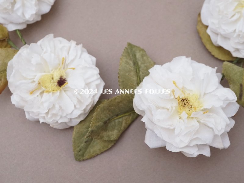 画像6: アンティーク 白薔薇のティアラ 布花 花冠 オフホワイト