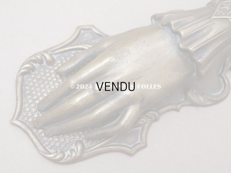 画像5: アンティーク ブロンズ製 ハンドモチーフの大きなクリップ 