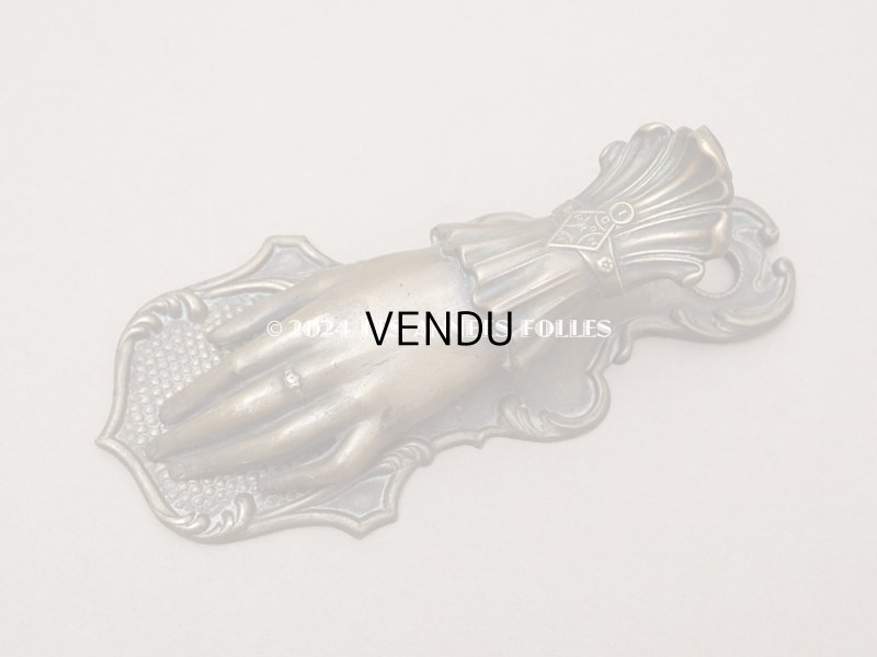 画像4: アンティーク ブロンズ製 ハンドモチーフの大きなクリップ 