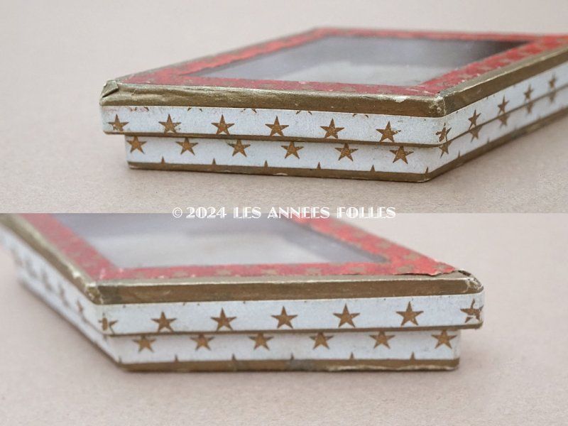 画像6: 19世紀末 アンティーク 星柄 ガラスの蓋の紙箱 ダイヤ型